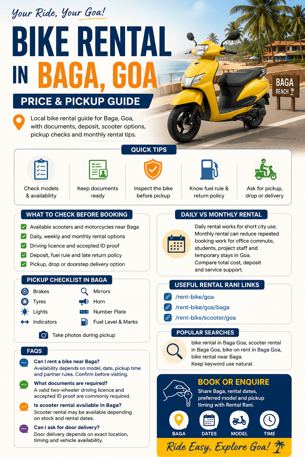 Bike Rental in Baga, Goa: Price and Pickup Guide