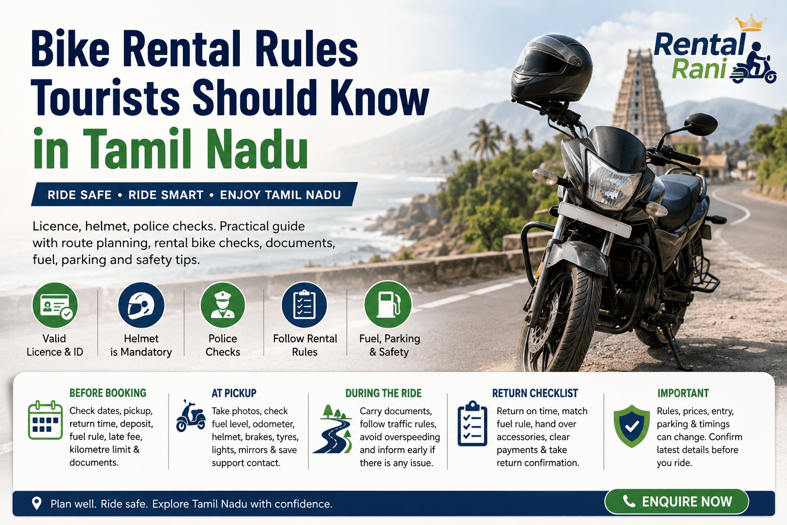 Bike Rental Rules Tourists Should Know in Tamil Nadu
