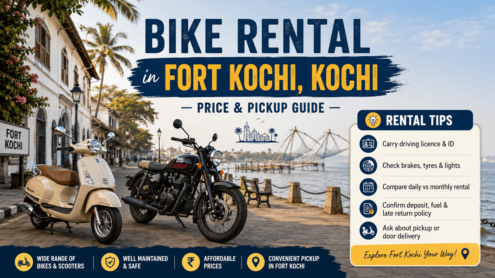 Bike Rental in Fort Kochi, Kochi: Price and Pickup Guide
